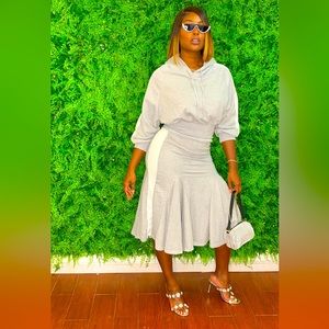 Grey Sweat Suite Skirt Set